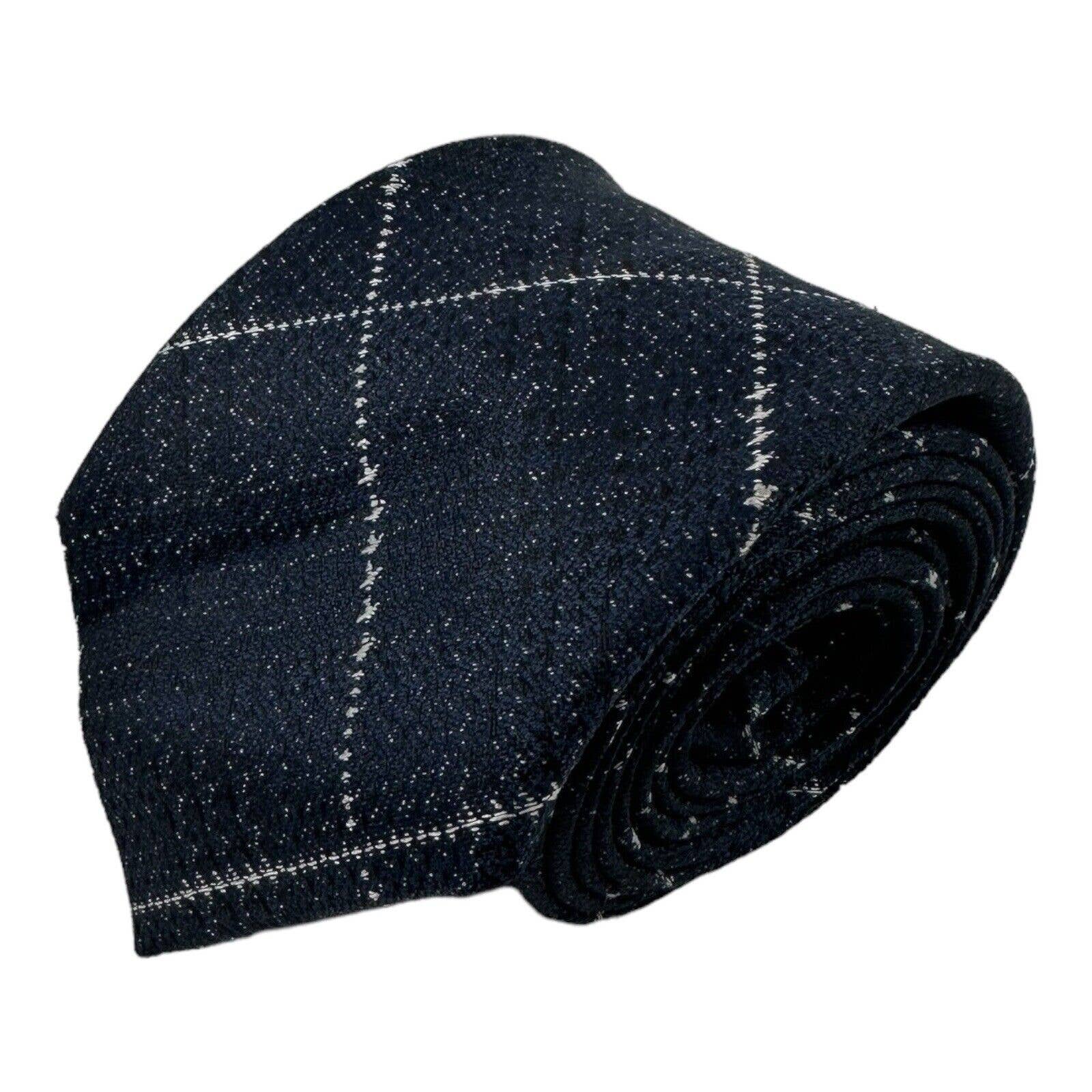 Italo Ferretti Blue White Checked Wool Silk Mens Tie 325 Inch Width Nwt 215